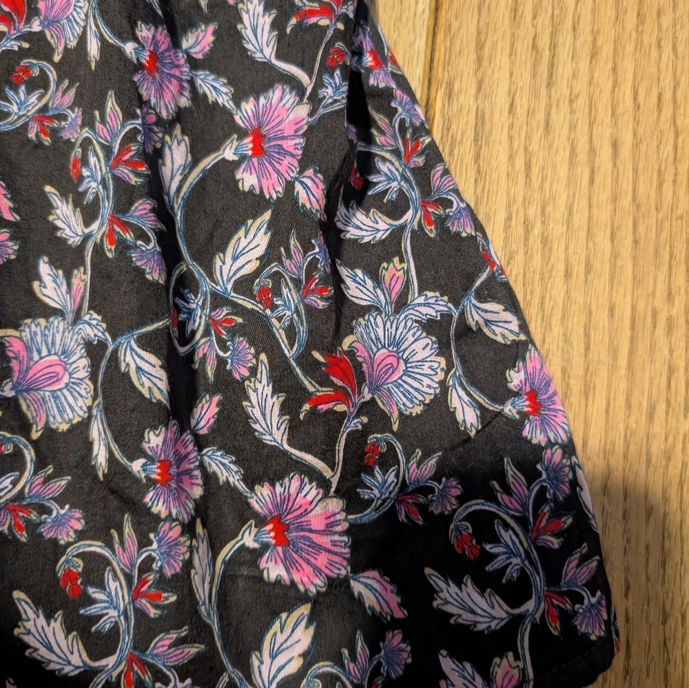 Nwt Women's Gap Black Ruffle Long Sleeve Midi Floral Dress Size Medium - Picture 6 of 7